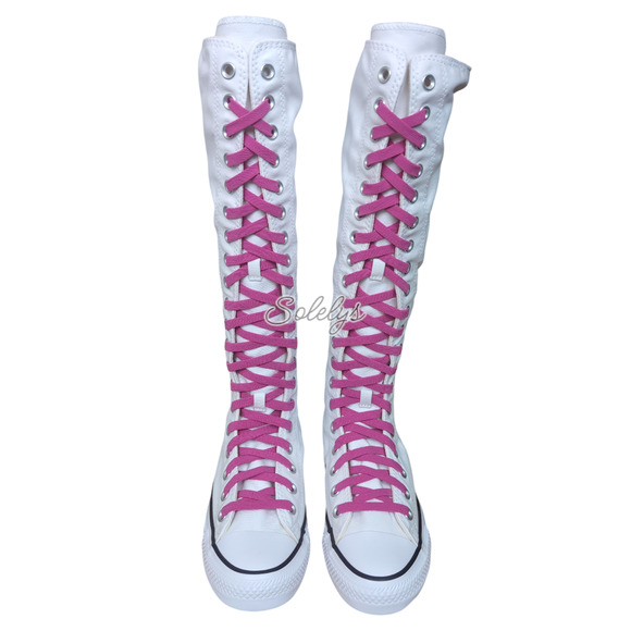 Converse CTAS XXHI Womens 7 White Pink Black Canvas Knee High Sneaker Boot NEW - Picture 2 of 10